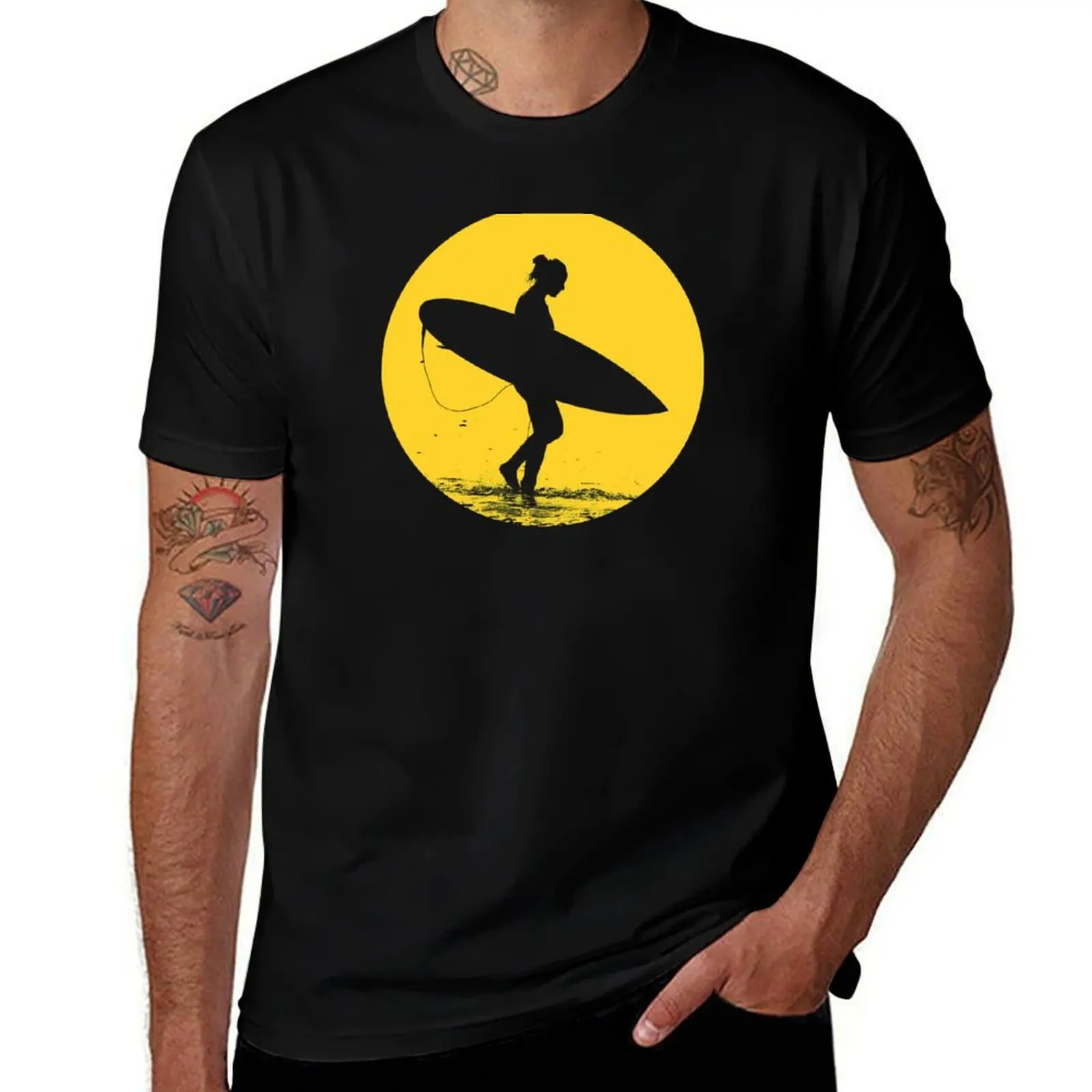 Surfer Girl Silhouette T-Shirt t shirt for man 100 percent cotton T-Shirt