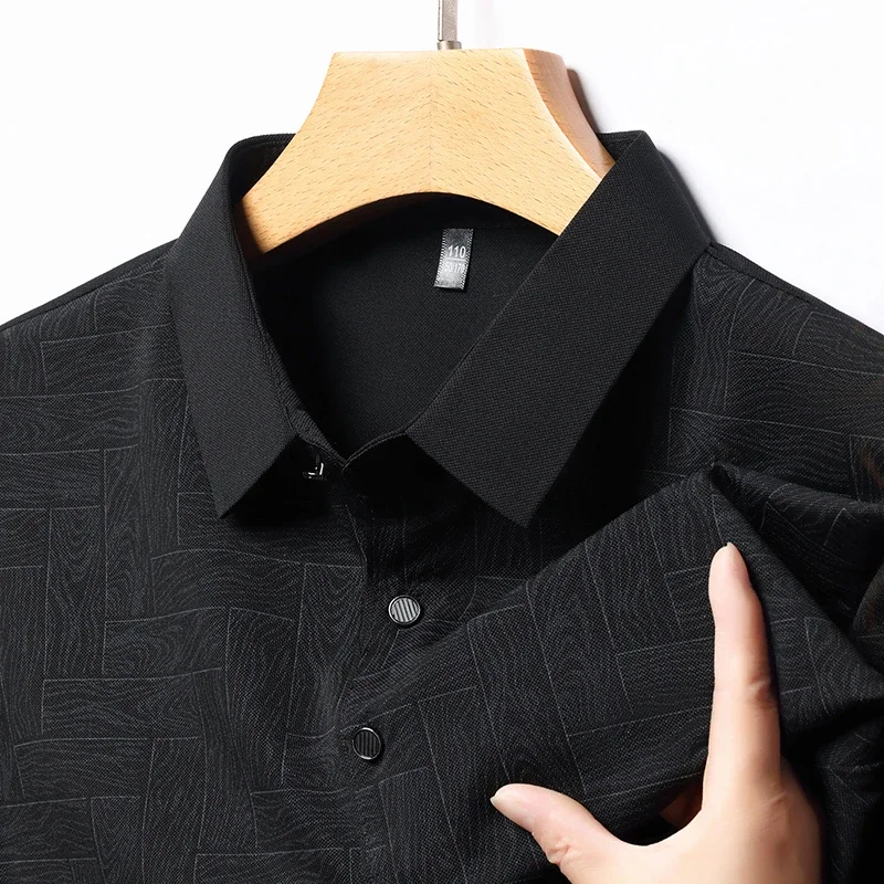 New Men\'s Business Casual Short Sleeved Shirt Solid Color Polo Shirt Fashionable Breathable Comfortable Versatile Top