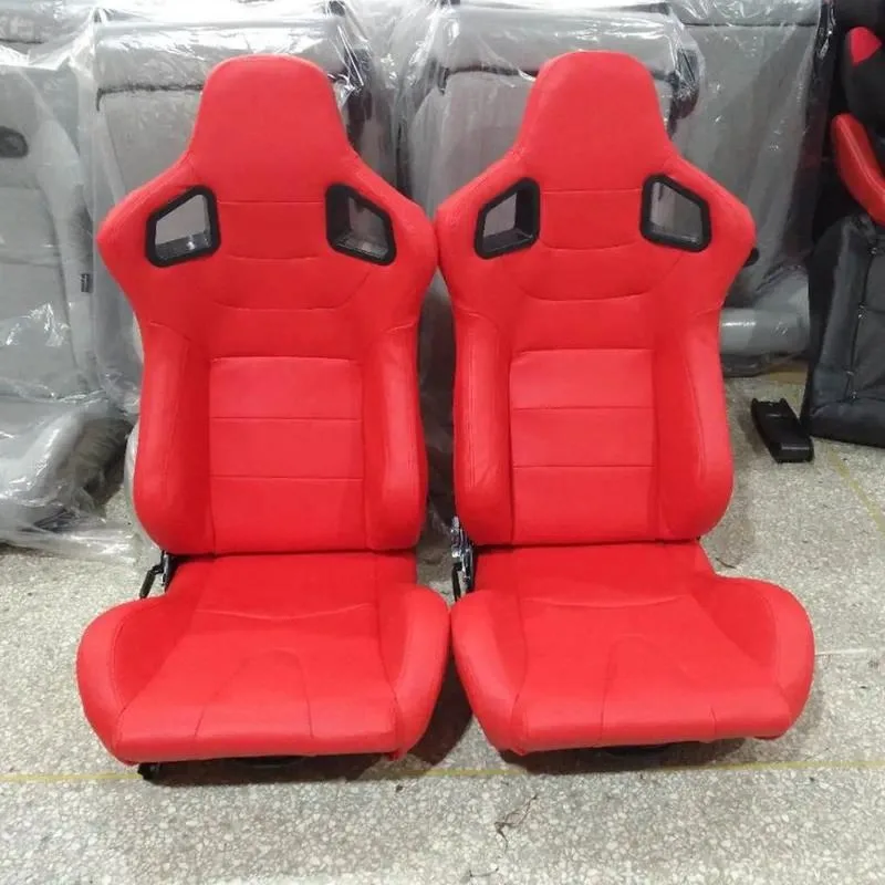 Car seat modified emulator Dual slide adjustable red PVC racing seat