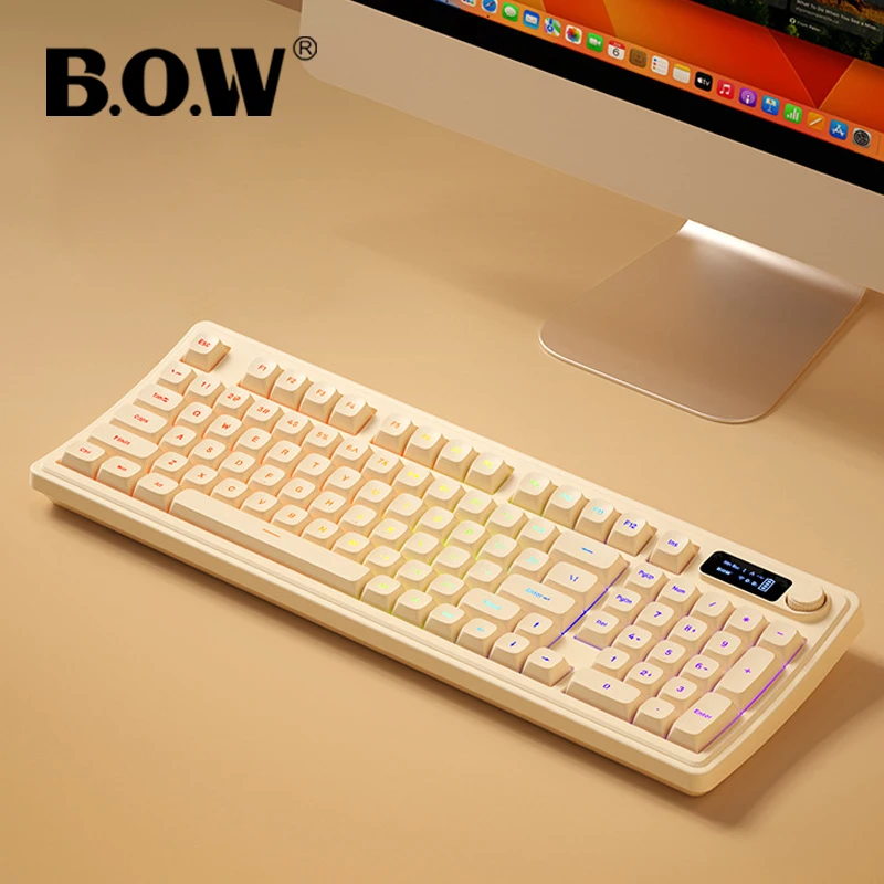 BOW Baklight Gaming Keyboard 2.4Ghz and Bluetooth,  Large Size Strong Mechanical Feel for PC Computer Desktop Mac Gamer