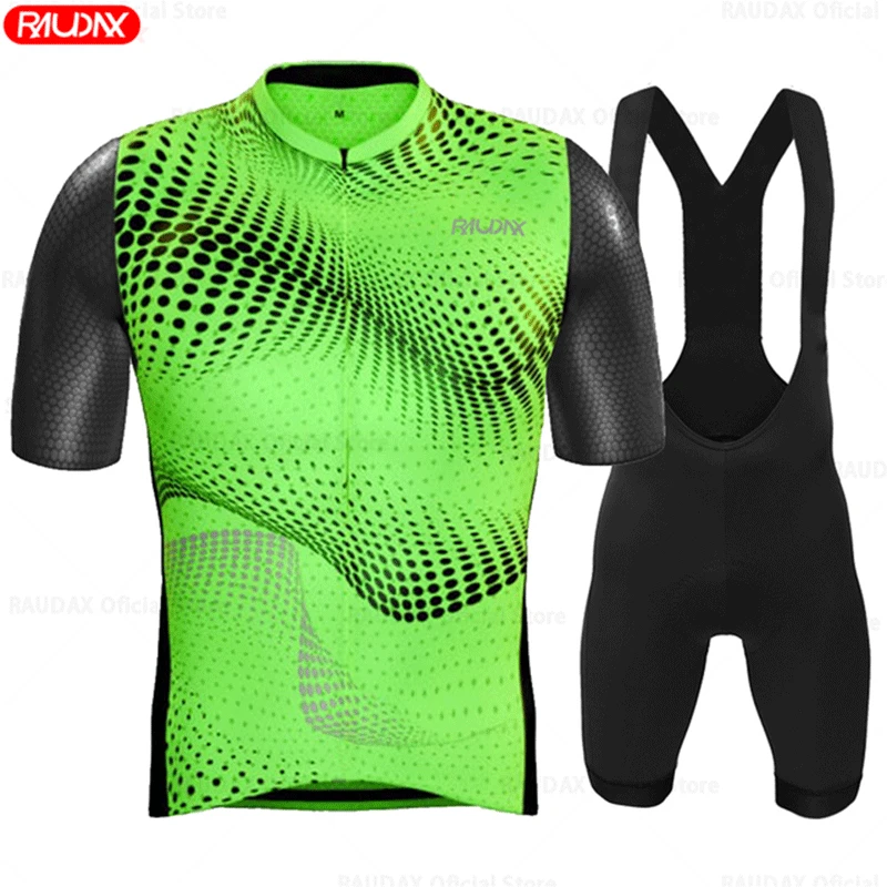 

RAUDAX Men's Summer Cycling Suit Bicycle Breathable Cycling Set Sweatwicking Quick Drying MTB Sports Jersey Bicycle Short Sleeve