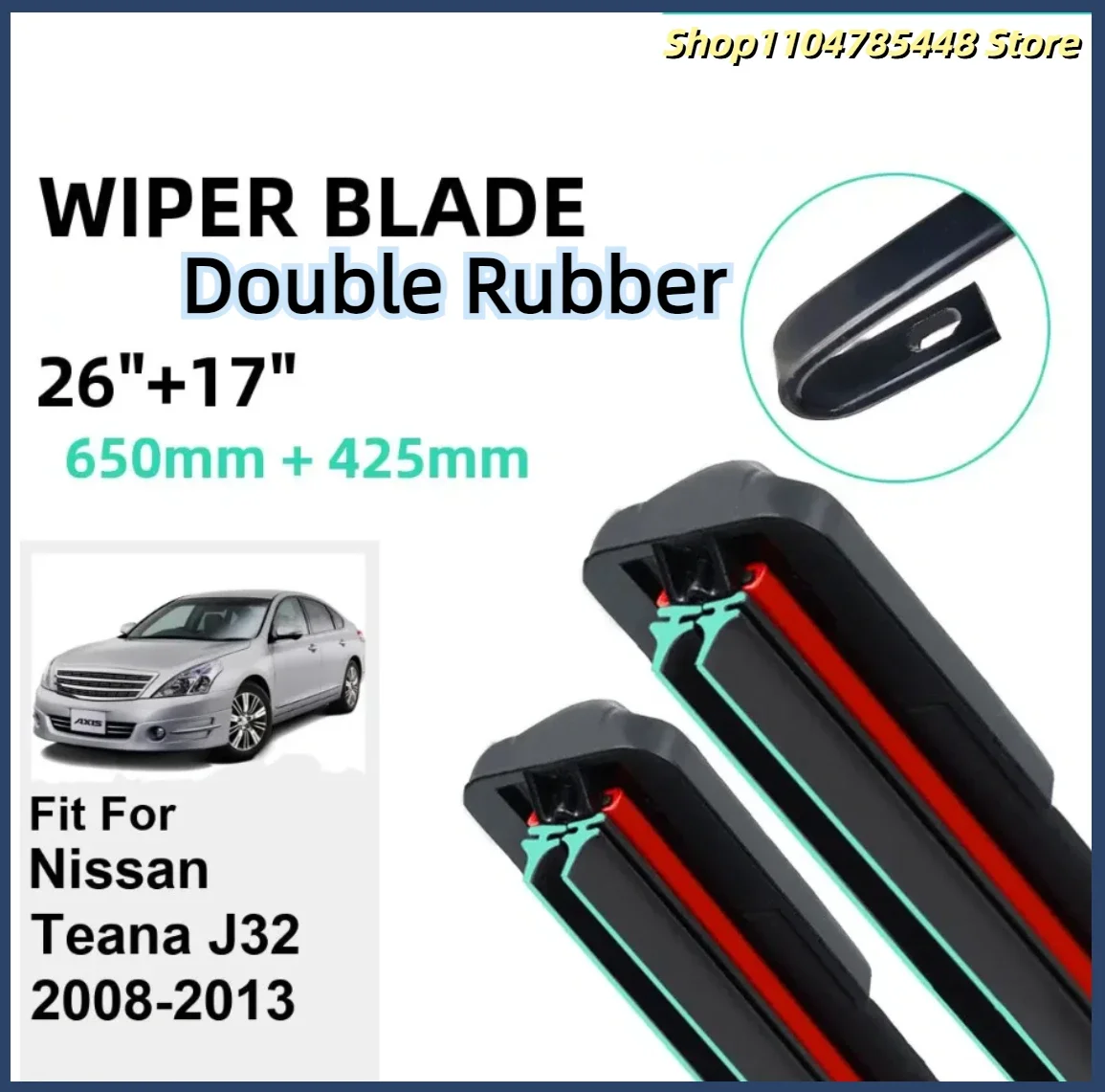 

Double Rubber Car Wiper Blades for Nissan Teana J32 2008-2013 Front Windscreen Windshield Rubber Car Accessories 2012 2013