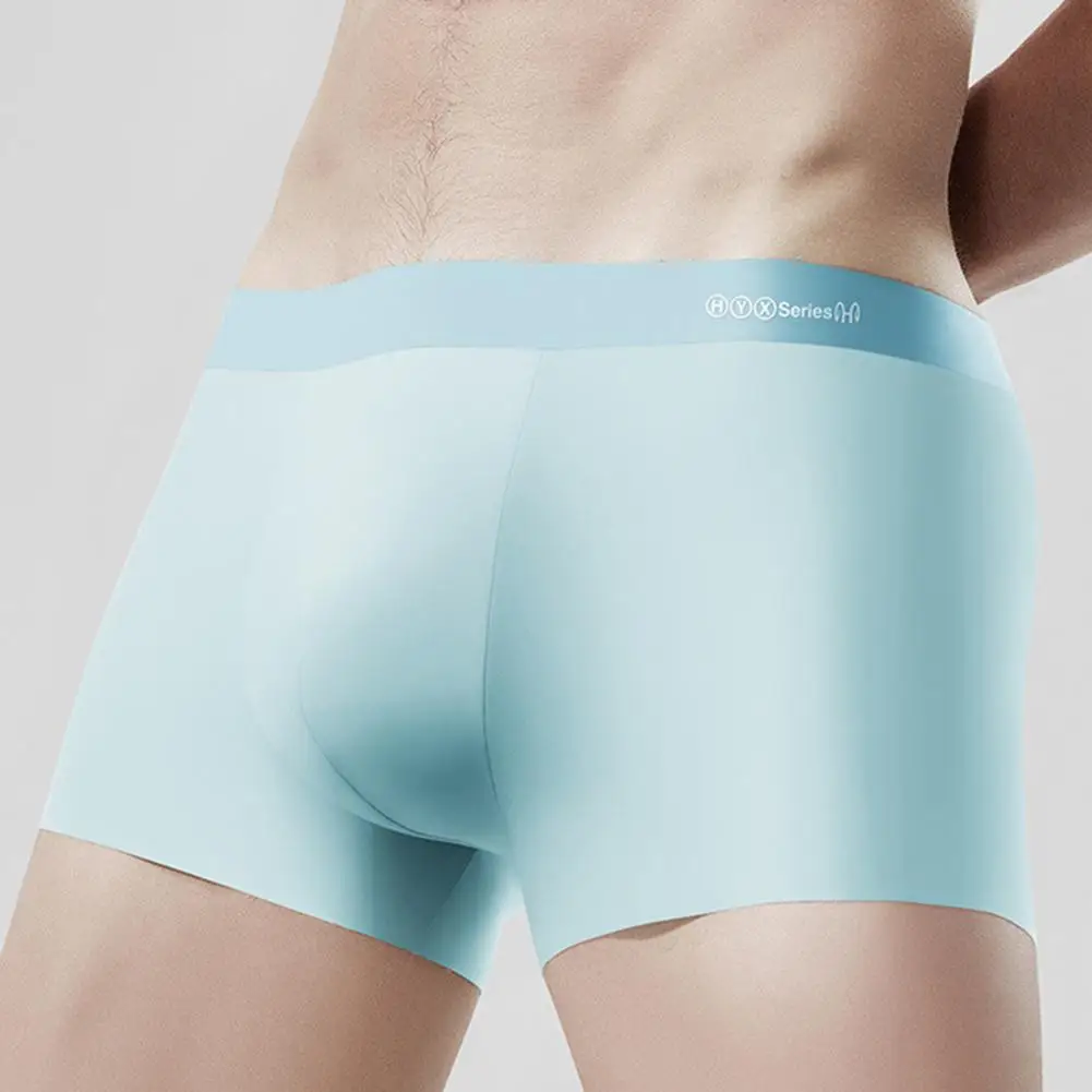 Breathable Boxer Underwear Men's Breathable Boxer with Slim Fit Design Ice Silk Ultra-thin Panties Traceless Solid for Comfort