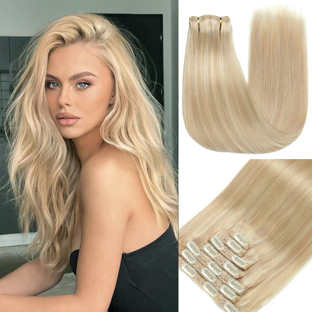 

ShowCoco Clip In Hair Extensions 7pcs/set Ombre Color 100% Remy Hair Thick End Silky Straight Full Head Natural Human Hair