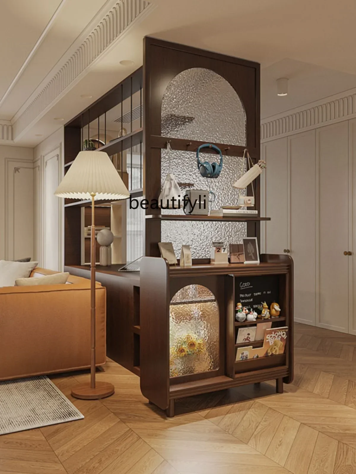 

45Door Solid Wood Entrance Cabinet Shoe Cabinet Living Room Dining Room Glass Subareas Screens Storage Rack