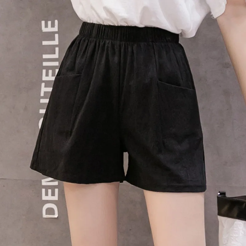 Neue Sommer-Shorts für Damen, Einfarbig, Lässig, Weit Geschnitten, aus Baumwolle und Leinen, Koreanischer Stil, Vielseitig Kombinierbar, mit Großen Taschen – Detail 18