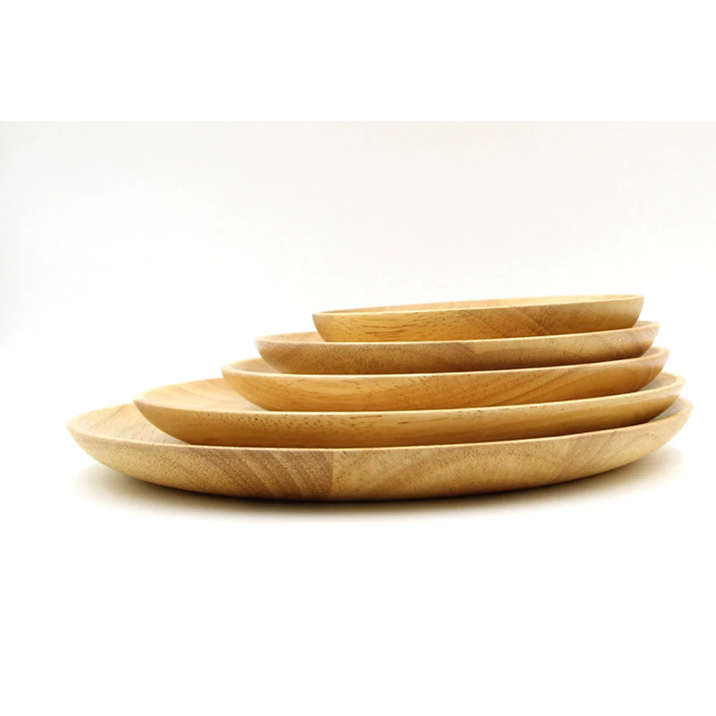 Eco Friendly Wood Plate for Serving Snacks Dinner Tableware Wooden Tray Food Kitchenware Dish