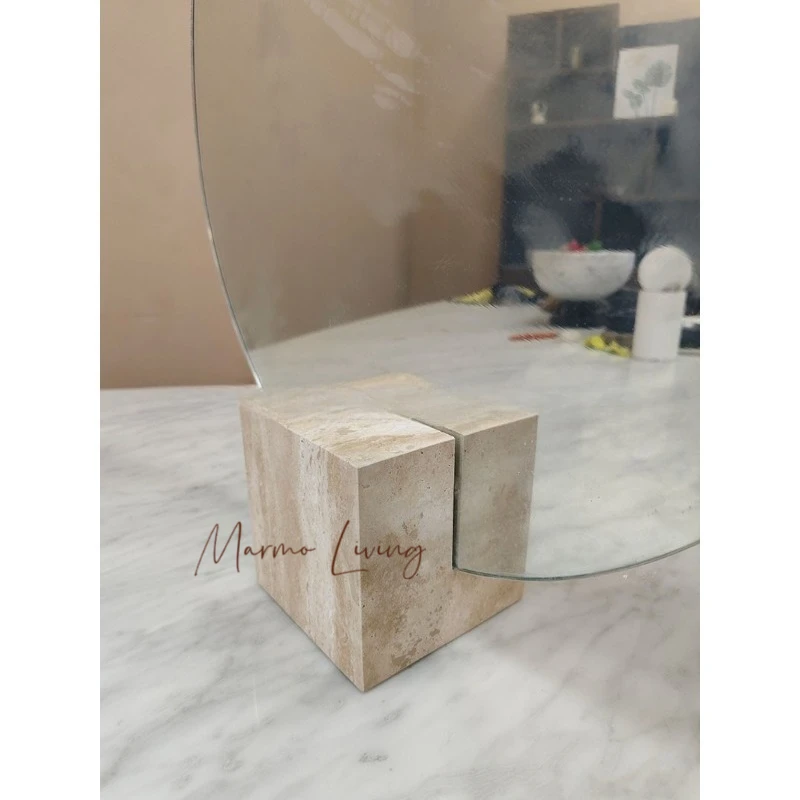 Modern Simple Cave Stone Marble Mirror Makeup Bedroom Living Room Round Creative Makeup Mirror Decorative Ornaments