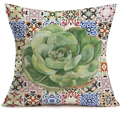 Succulent Plant Pillowcase Home Decoration Cactus Flower Short Plush Pillow Vintage Bohemian Cushion Cover