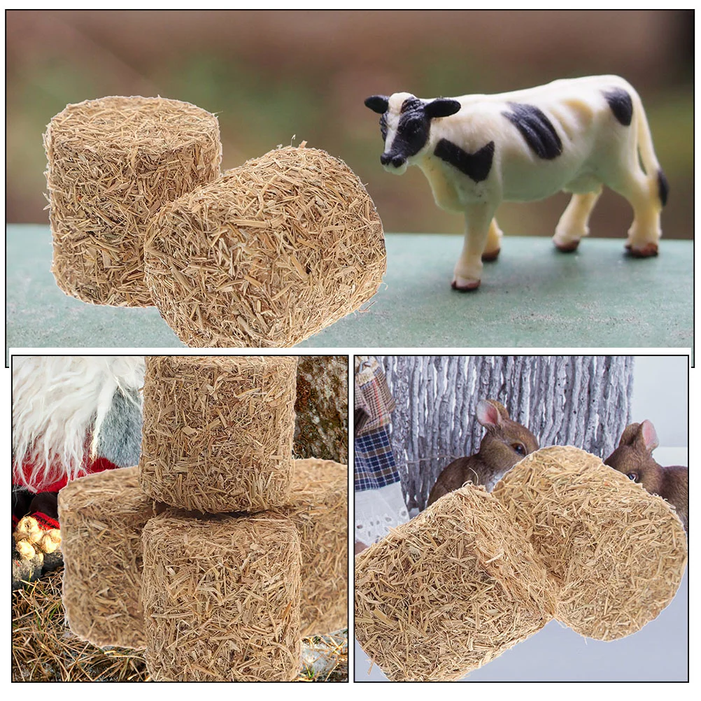 12 Pcs Small Bales of Hay Inflatable Outdoor Fall Decorations for Home Garden Ornament Model Mini Accessories