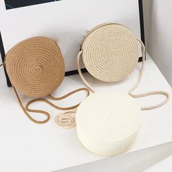 Borse a tracolla in paglia intrecciata estiva Gusure per le donne borsa a tracolla femminile da viaggio in Rattan fatta a mano rotonda da donna