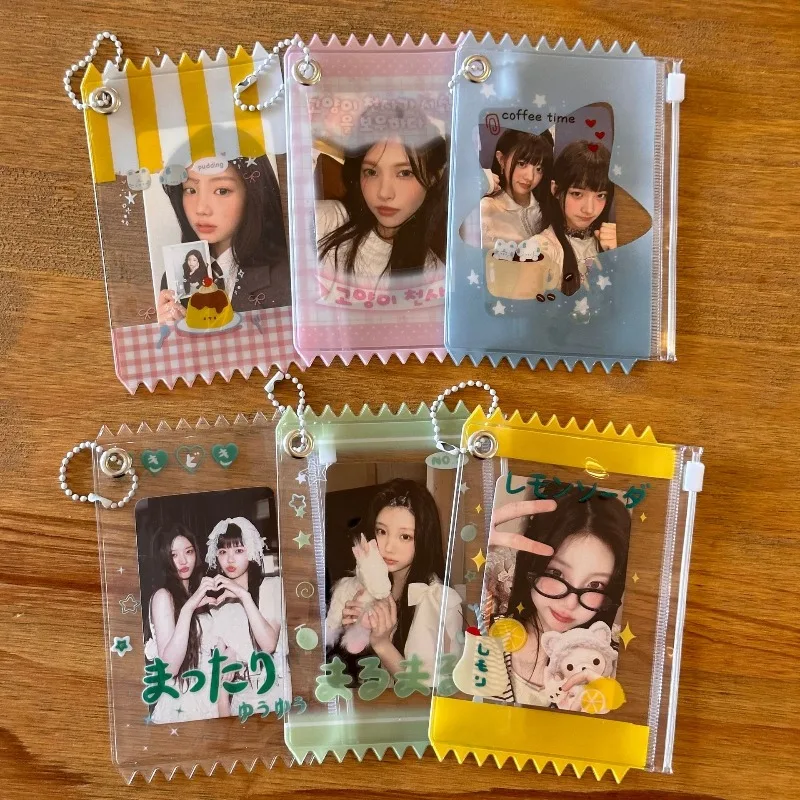 Ins Candy Zipper Bag for 3 Inch Photocard Cute Cartoon Polaroid Storage Pouch Clear Badge Holder Display Case Ita Bag Charm