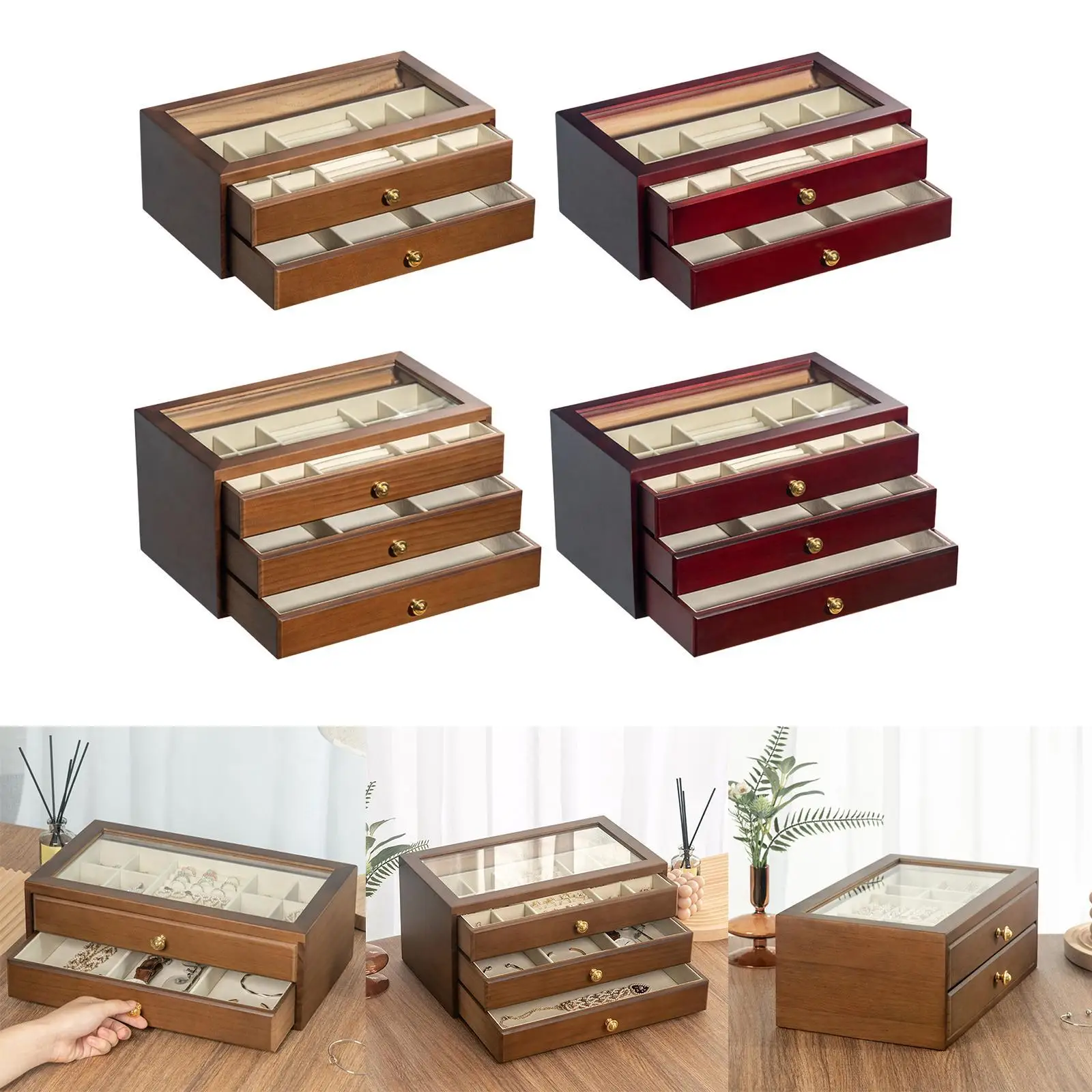 

Jewelry Storage Box Display Stand Elegant Tabletop Portable Gifts Jewelry Organizer for Bracelets Birthday Travel Home Earrings
