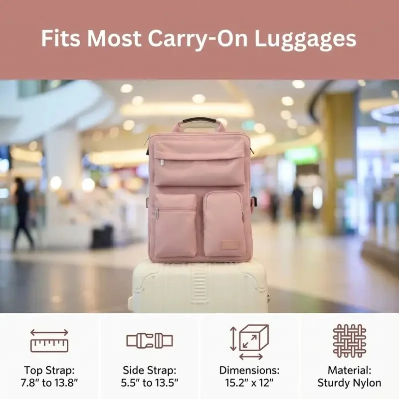 Multi‑Pockets Luggage Organizer Bag, Heavy‑Duty Shockproof Nylon Suitcase Storage Pouch with Adjustable Straps