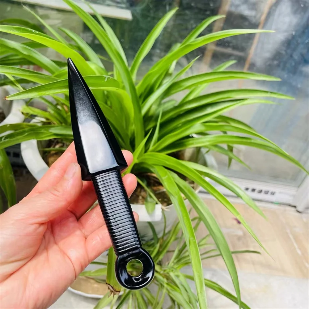 20cm Natural Obsidian Dagger Healing Crystal Protection Stone Handmade Knife Men Gifts Magic Talisman Sword Witch Supplies