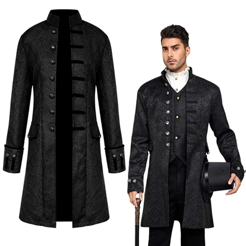 Adult Men Steampunk Trench Coat /Shirt Vintage Prince Overcoat Medieval Renaissance Jacket Victorian Edwardian Cosplay Costumes