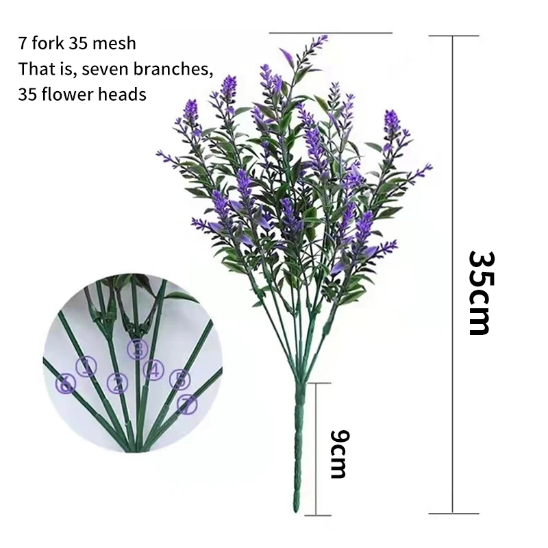 Artificial Flower Plastic Lavender Fake Plant Wedding Home Garden Decoration Bridal Bouquet Table Setting Household Supplies