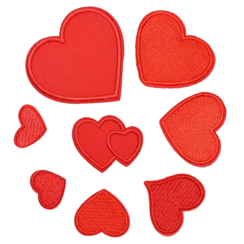 100pcs/lot Red love shape embroidered cloth paste professional accessories factory direct sales, independent packaging, simple