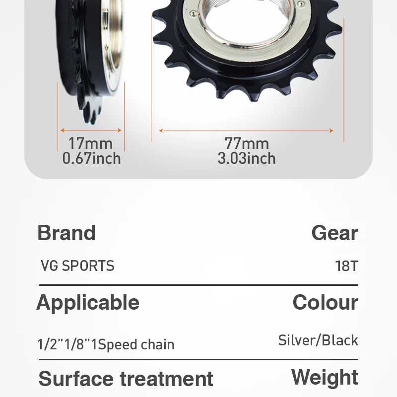 1 Stück VG SPORTS Single Speed Fahrradfreilauf kompatibel mit 1/2'' x 1/8'' Fahrradfreilauf Gewinde Freilauf Ersatzteile – Detail 14