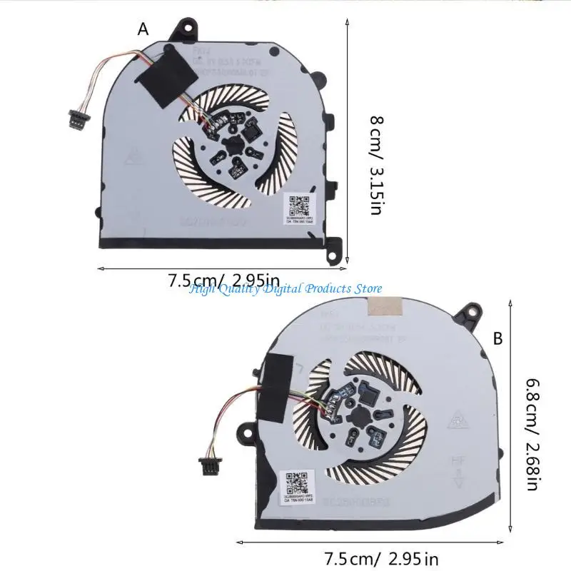 Laptops U2JE Ventilador resfriamento silencioso CPU GPU Cooler para precisão XPS 15 9570 Parte reparo