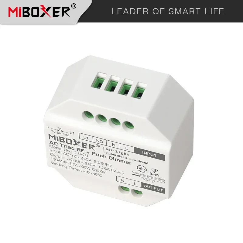 Miboxer LED Triac RF Push Dimmer Switch AC110V 220V TRI-C1 2.4GHz Wireless Remote Controller for Bulb Light Lamp