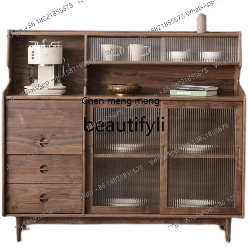 

N178 North American black walnut dining side cabinet solid wood light luxury high-end restaurant storage cabinet