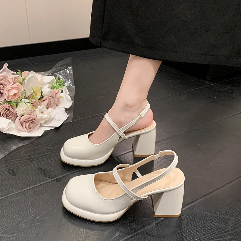 

Женские летние новые мягкие туфли Мэри Джейн на высоком каблуке, закрытые, в нежном сказочном стиле, свадебные туфли с пряжкой