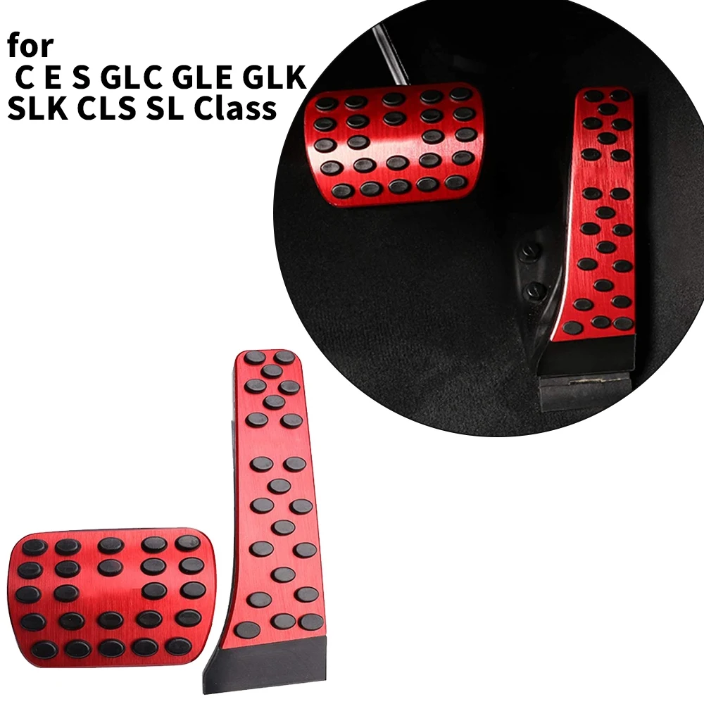 Pedal Covers for Mercedes-Benz C E S GLC GLE GLK SLK CLS SL Class Car Gas Brake Pedal Pad No Drill with Rubbers Aluminum