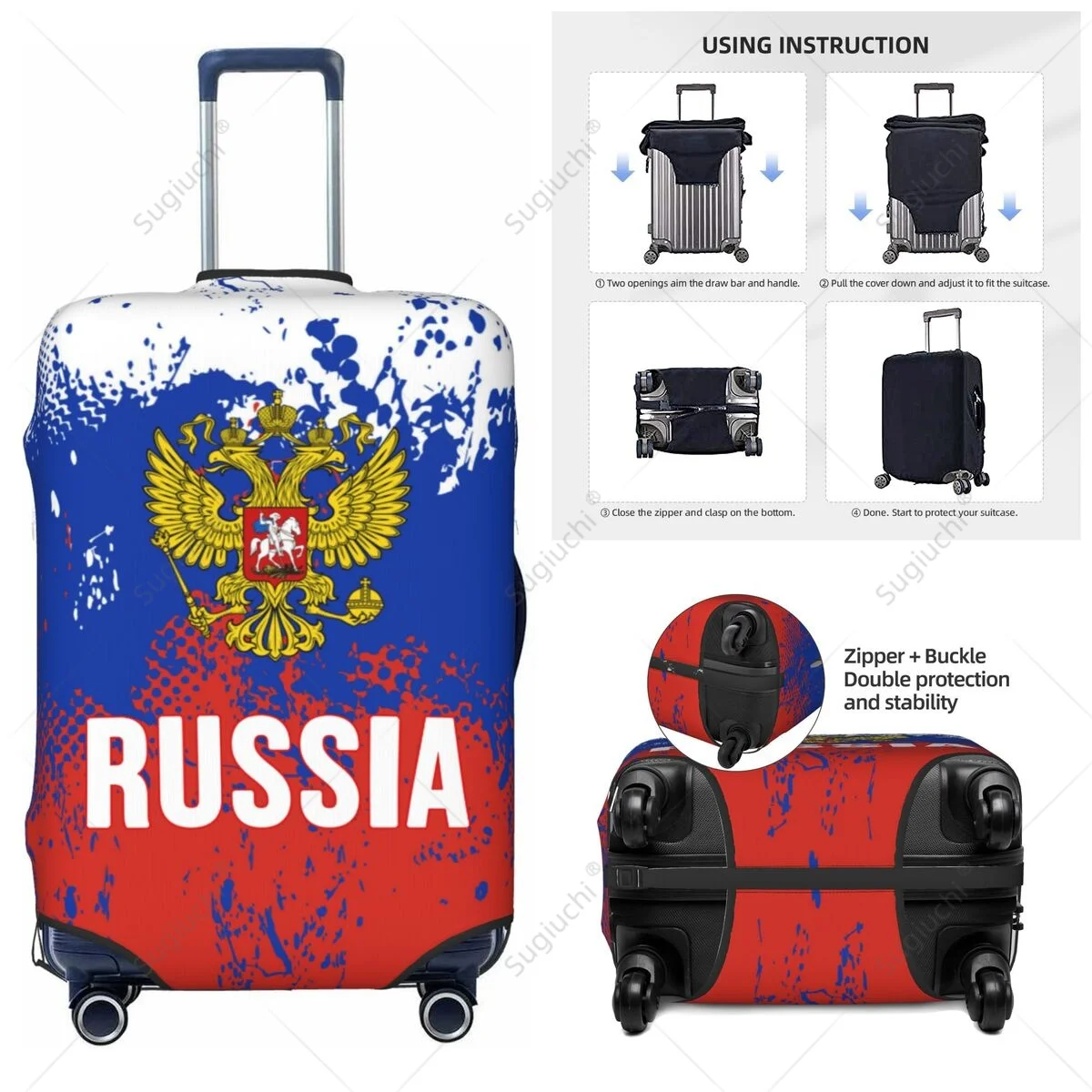 Russia Flag Luggage Cover Suitcase Elastic Dust Case Travel Accessories Printed Baggage Case Protective