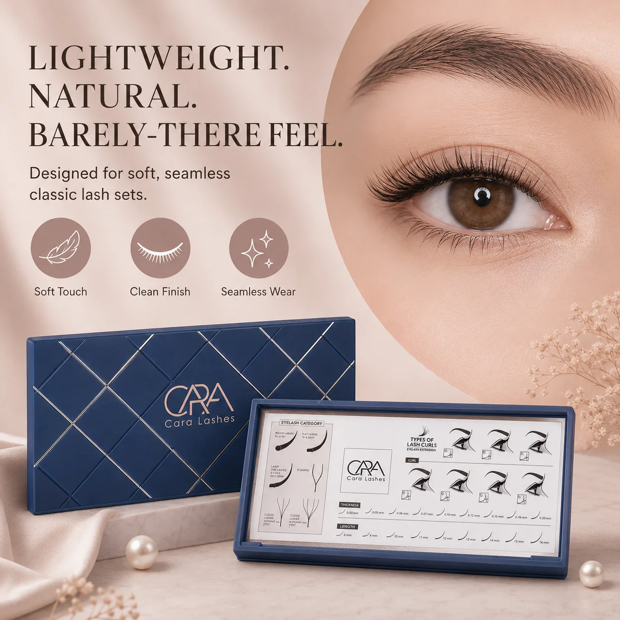 Classic Round Lash Extensions Single Strand Soft Lightweight Matte Black Individual Eyelashes for Professional Lash Artists