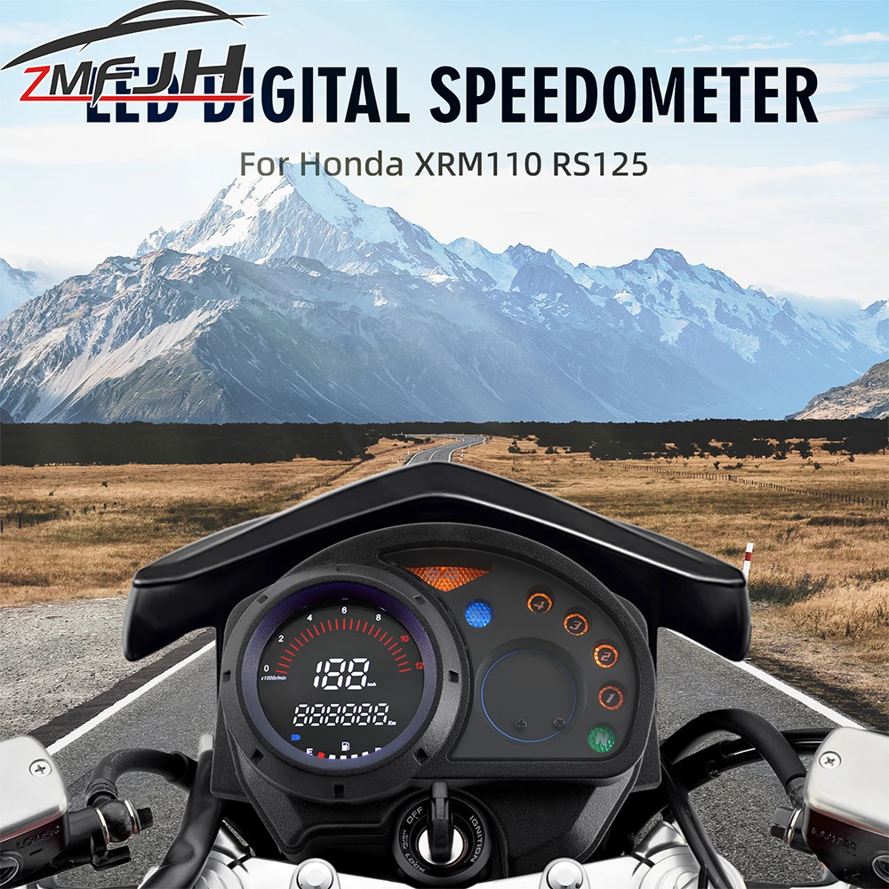 Voor Honda XRM110 RS125 Digitale Motorfietsen Snelheidsmeter RPM Toerenteller Brandstofniveaumeter Gear Kilometerstand Met Richtingaanwijzer Dashboard