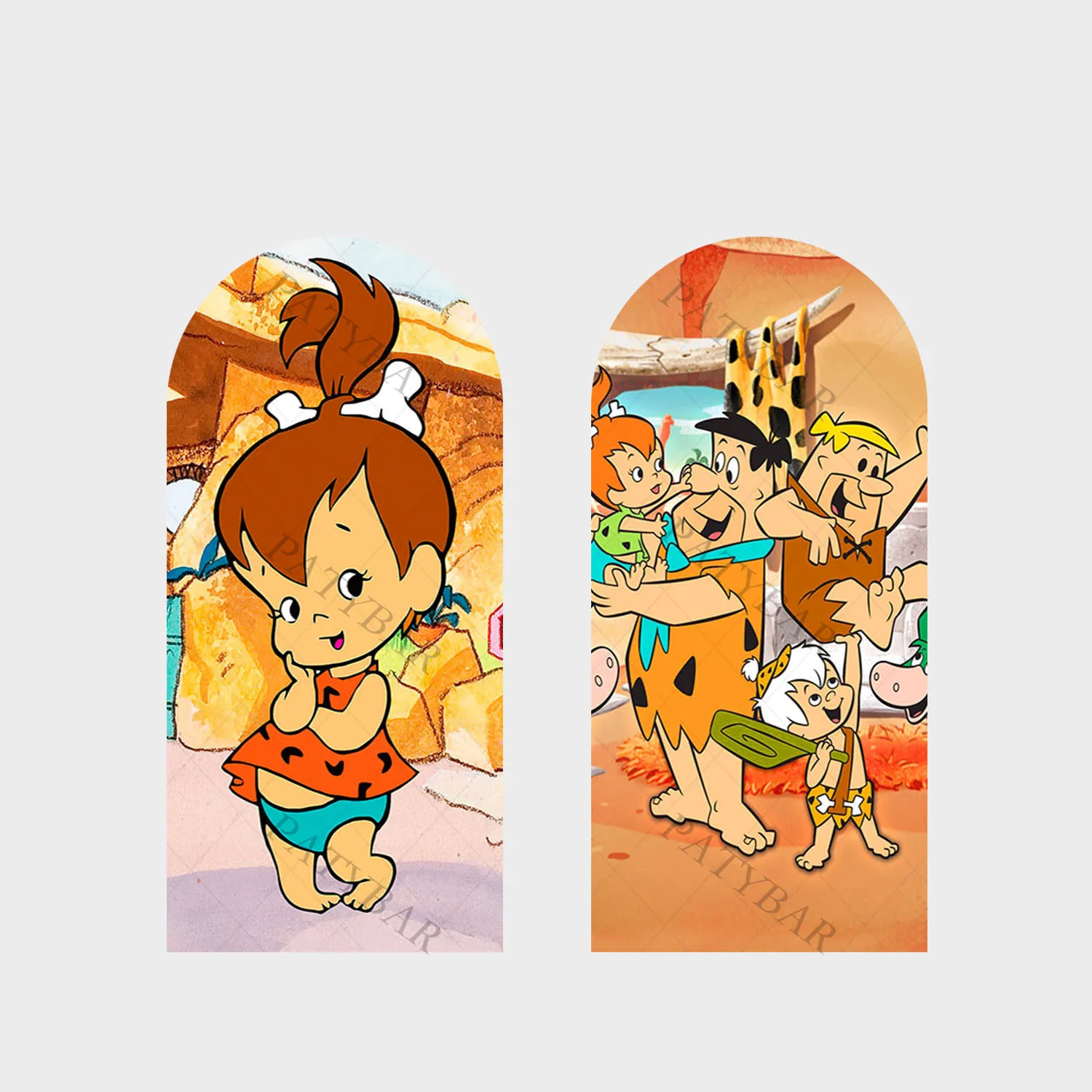 

Арка Flintstoness фон детский день рождения фон двухсторонняя полиэстеровая арка баннер украшение для фотосъемки реквизит