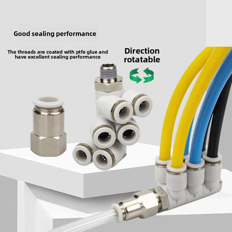 Seven Way Double Row Six Tube 4 6 8 10 12mm Quick Plug Air Pipe Joint One In Six Out Universal Rotation Double Row Quick Plug