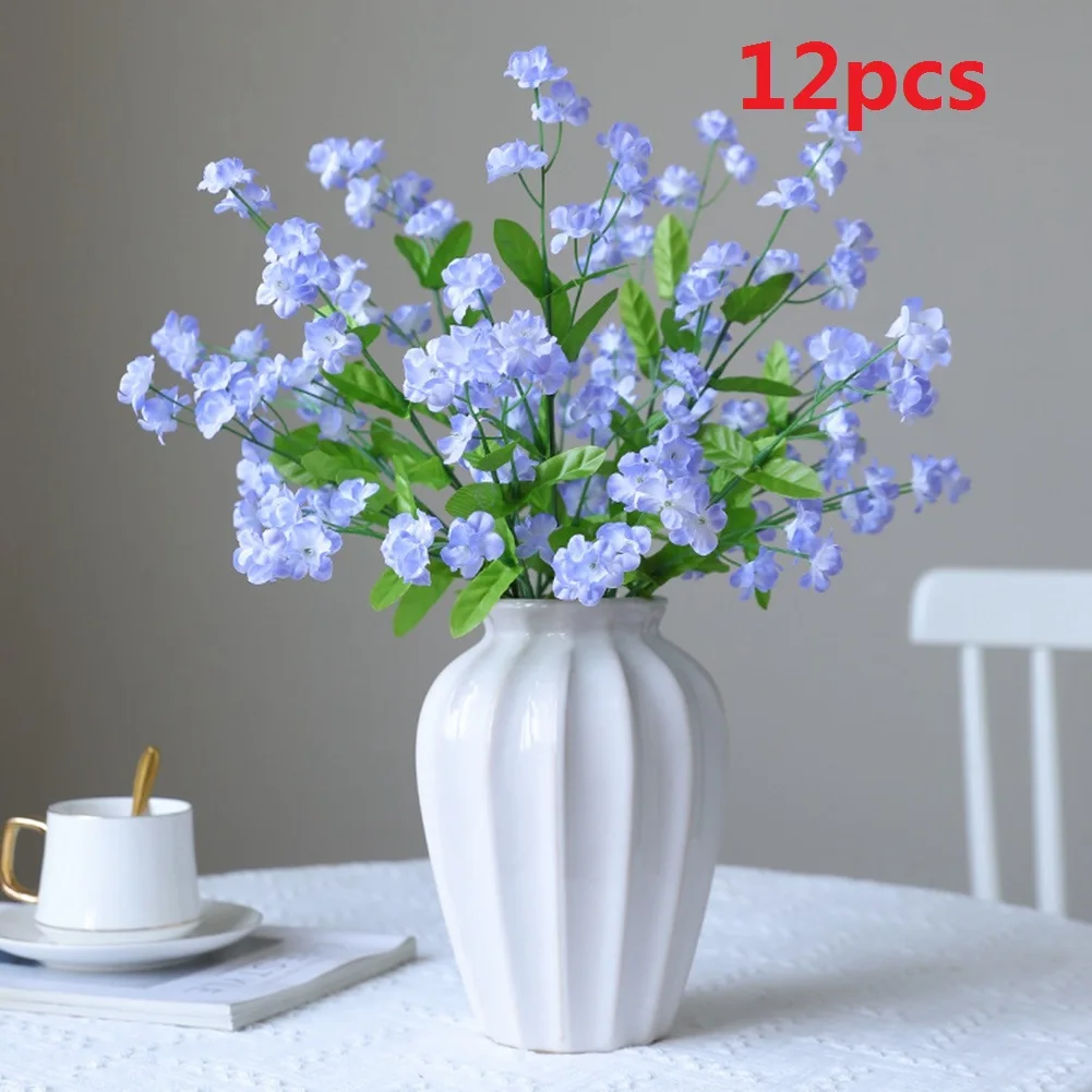 12 Stück künstliche Blumen aus Kunststoff, vergissmeinnicht, künstliche Blumensträuße, DIY-Heimdekoration, Tischdekoration, Hochzeit, elegante Dekoration