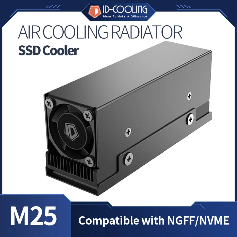 

ID-COOLING M25 2280 Solid State Hard Disk Heat Sink with PWM Fan M.2 NVMe SSD Cooler with Thermal Pad Computer Accessories