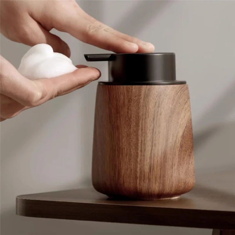 

Pressure Type Foaming Hand Soap Bottle Wood Grain Shampoo Dispenser Foam Bottle Kitchen Accessories Bathroom Decoration-A79G