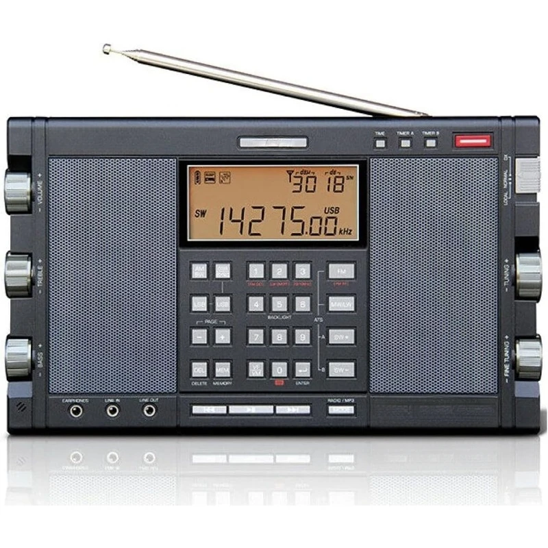 Digital Worldband AM/FM Shortwave Longwave Radio with SSB Reception, Dual Speakers, & MP3 Player, Matte Black