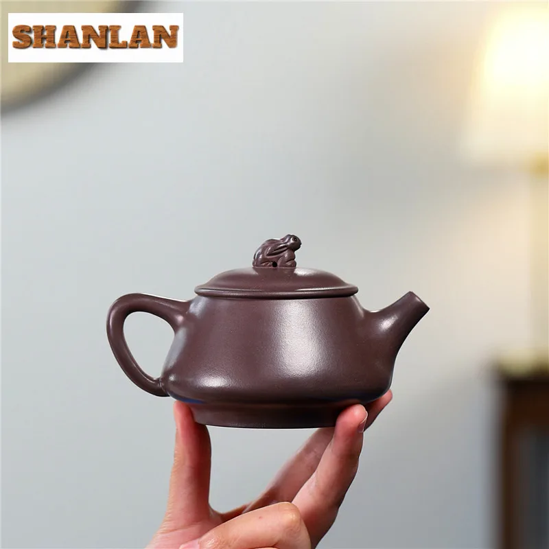 230ml Yixing Purple Clay Teapot Handmade The Jade Rabbit Pot Raw Ore Baimu Azure Purple Mud Kettle With Filter Zisha Teaset Gift