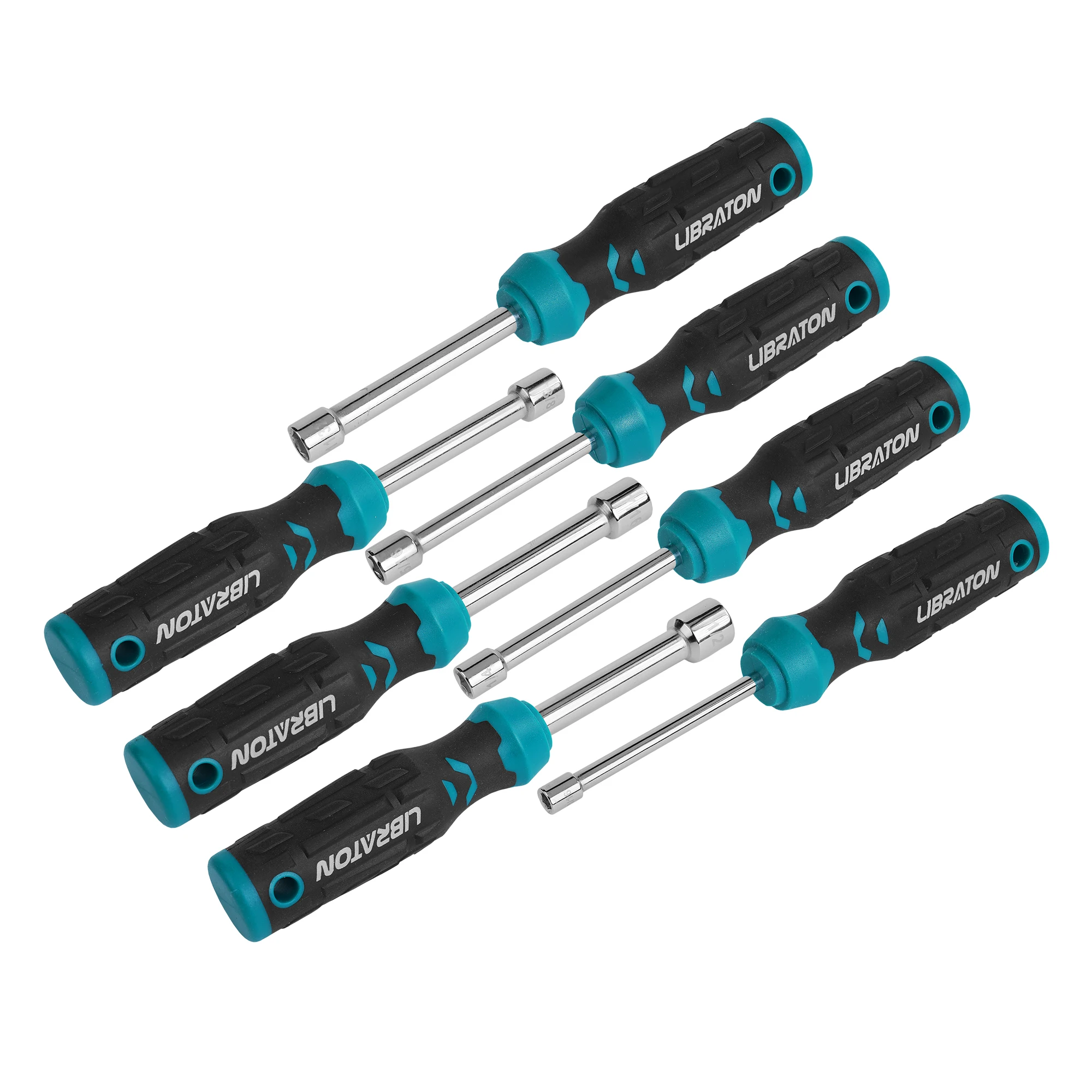 Libraton Hollow Nut Driver Set SAE, Magnetic Hex Nut Drivers,7-Pieces Standard Sizes 3/16, 1/4, 5/16, 11/32, 3/8, 7/16, 1/2 Inch