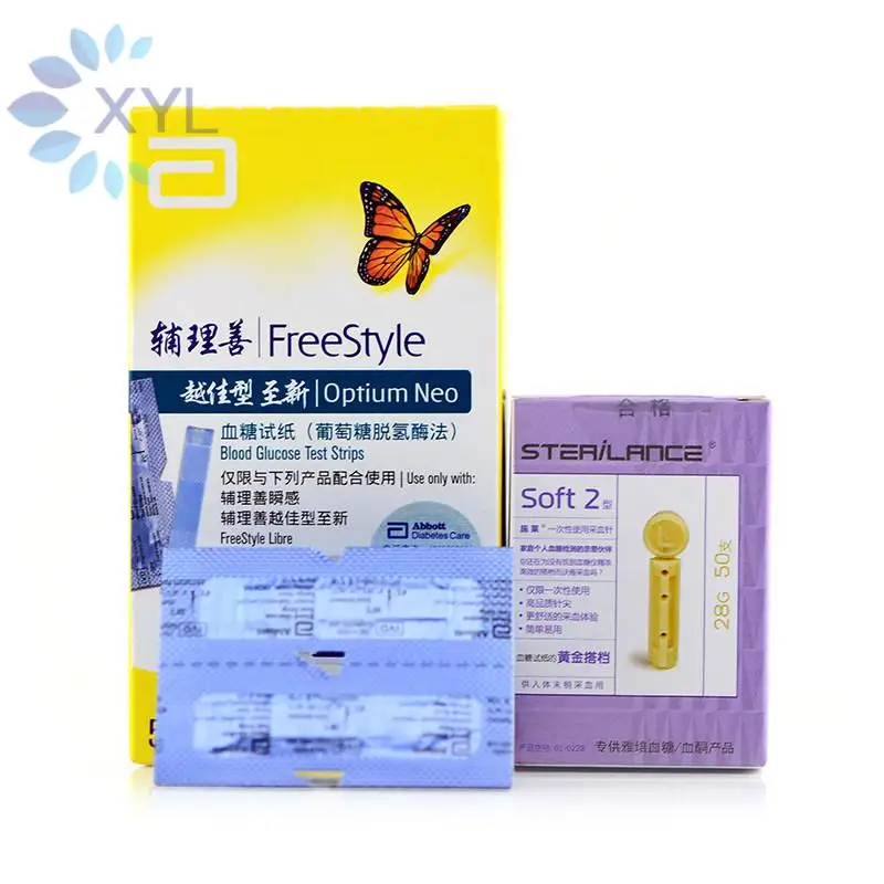 50 Uds * 100 Uds tiras reactivas de glucosa en sangre (sin caja) para Monitor de Diabetes Abbott azúcar en sangre (sin kit) Exp 2026,6