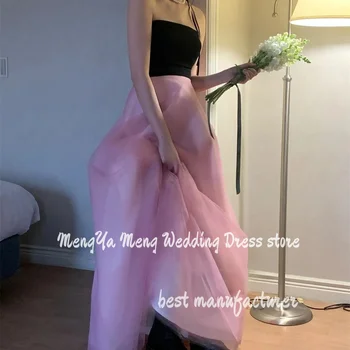 Semplici abiti da festa da sera coreani neri e rosa Una line...