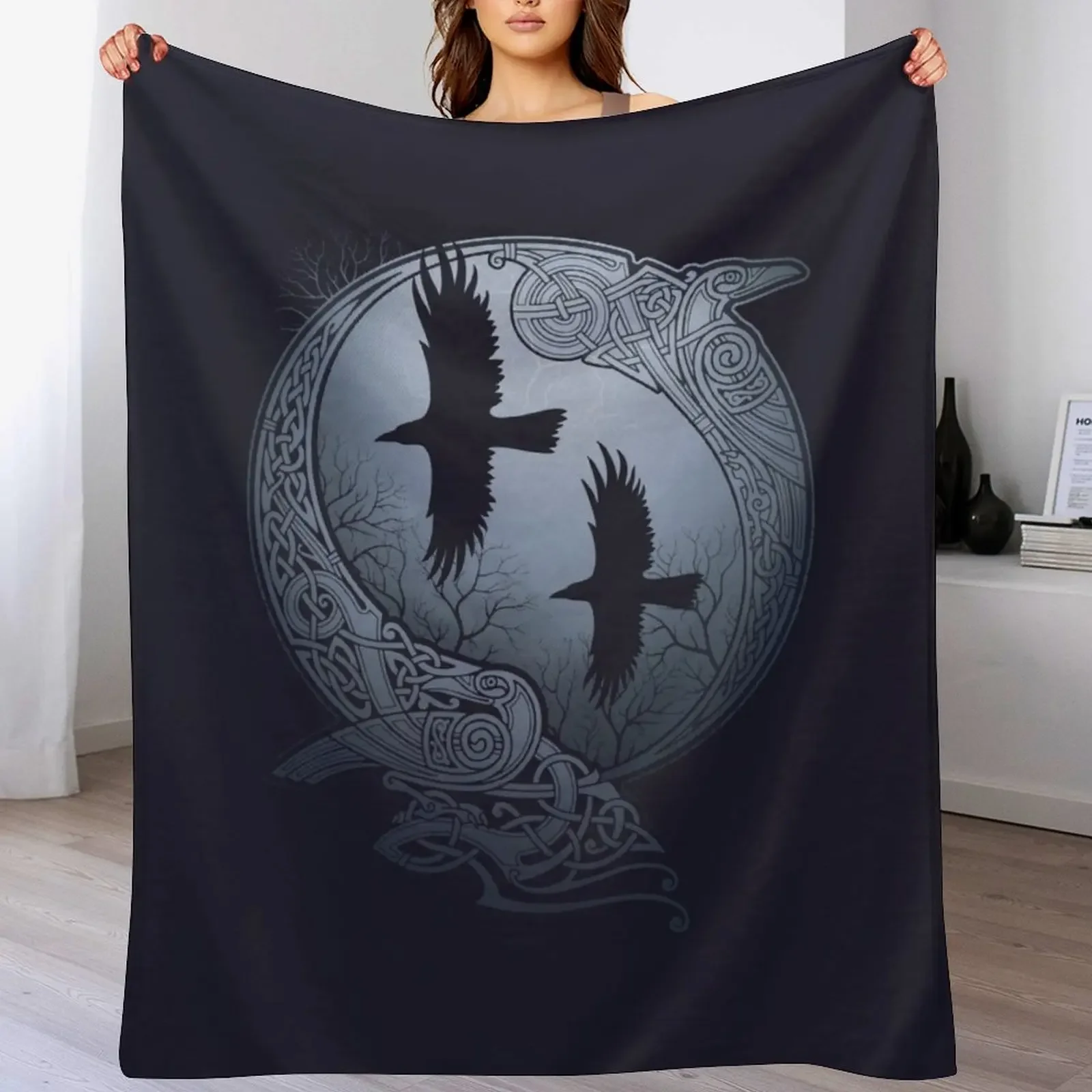 ODIN'S RAVENS Throw Blanket Soft Sherpa Fleece Warm Blanket for Winter