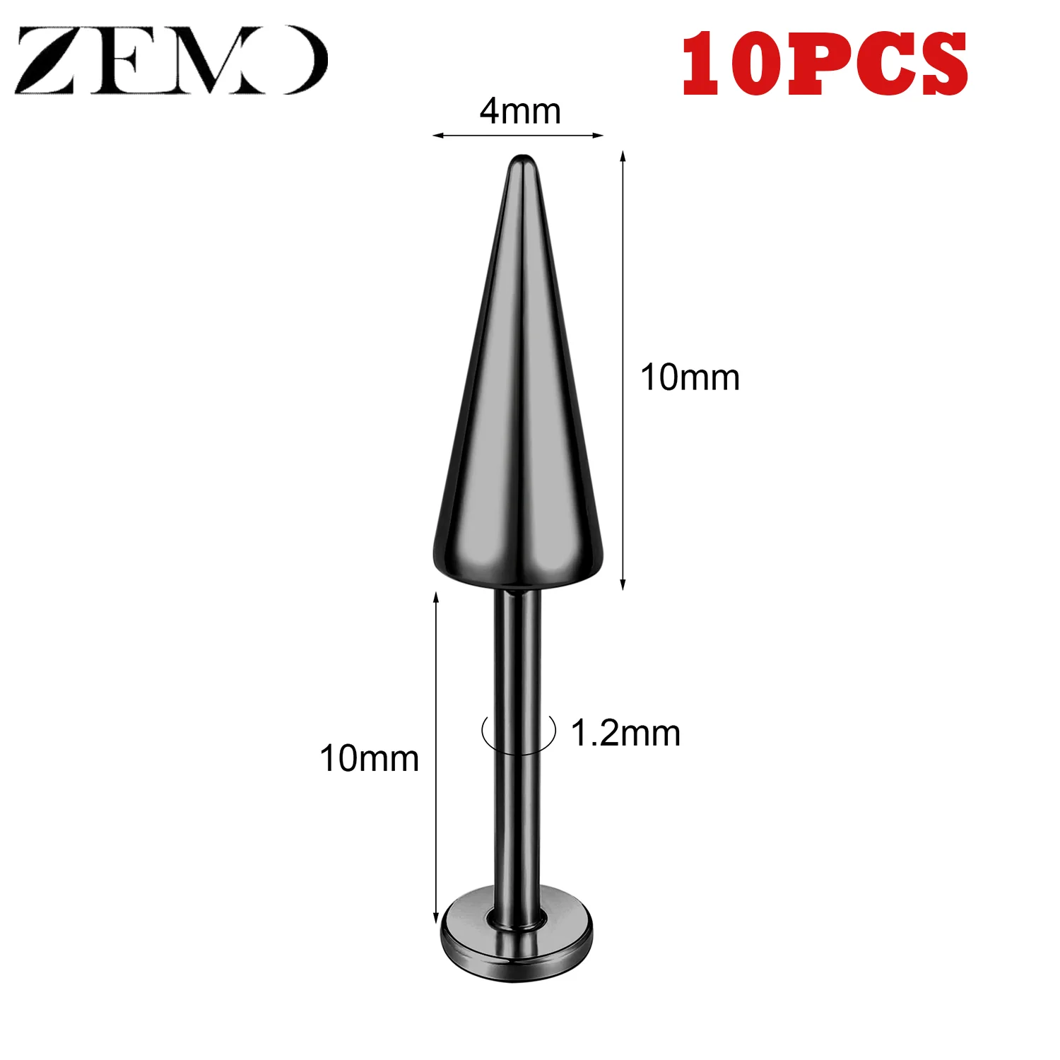 10PCS Stainless Steel Spike Labret Lip Piercing Set