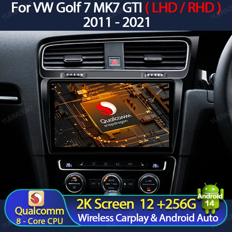 Android 14 Car Radio For Volkswagen VW Golf 7 MK7 GTI 2012 - 2021 Multimedia Video Player Wireless Carplay Auto 4G WIFI NAVI GPS