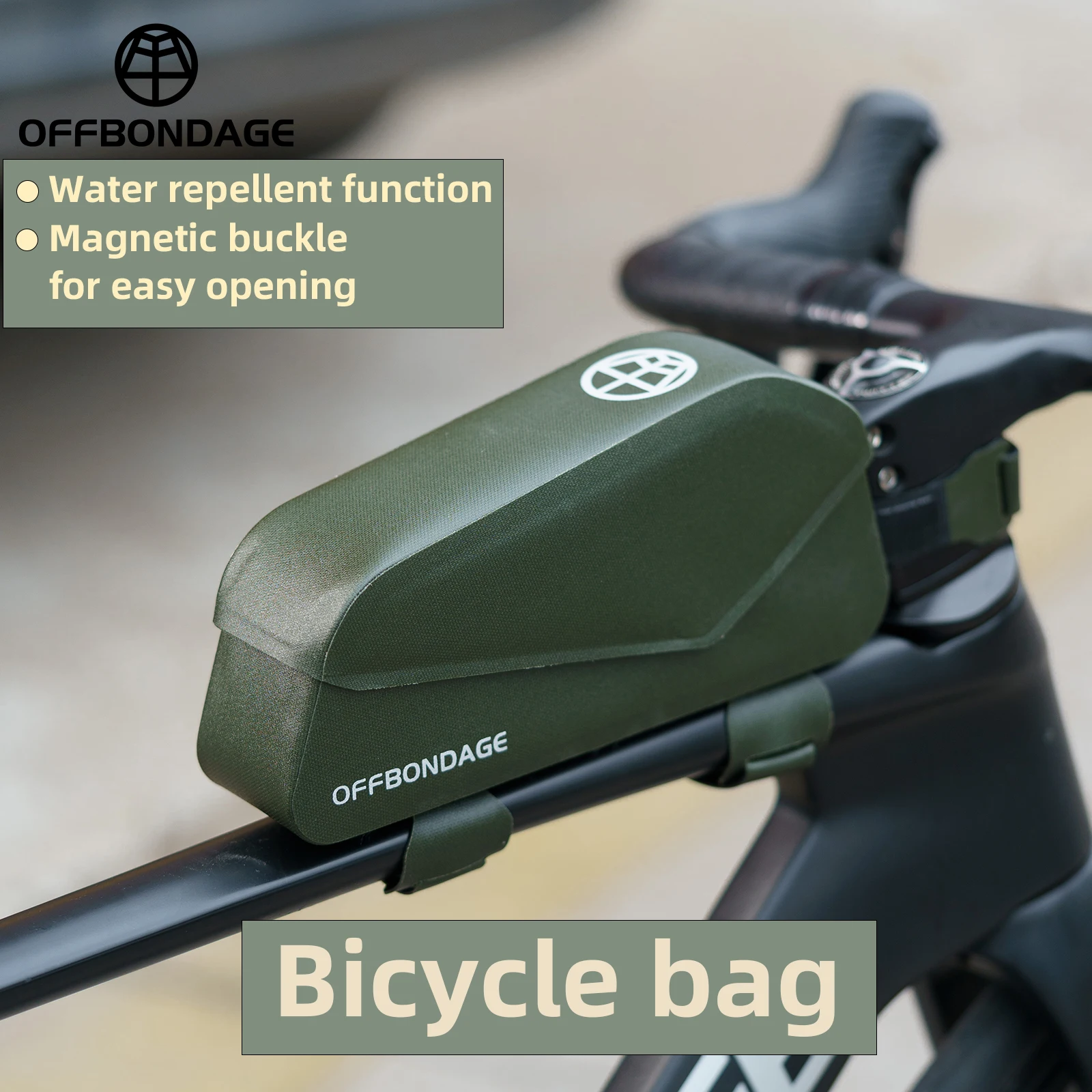 OFFBONDAGE Bicycle Top Tube Bag Waterproof Bike Front Frame Bag, Fits MTB Road Bike Large Capacity Pannier, Cycling Accessories