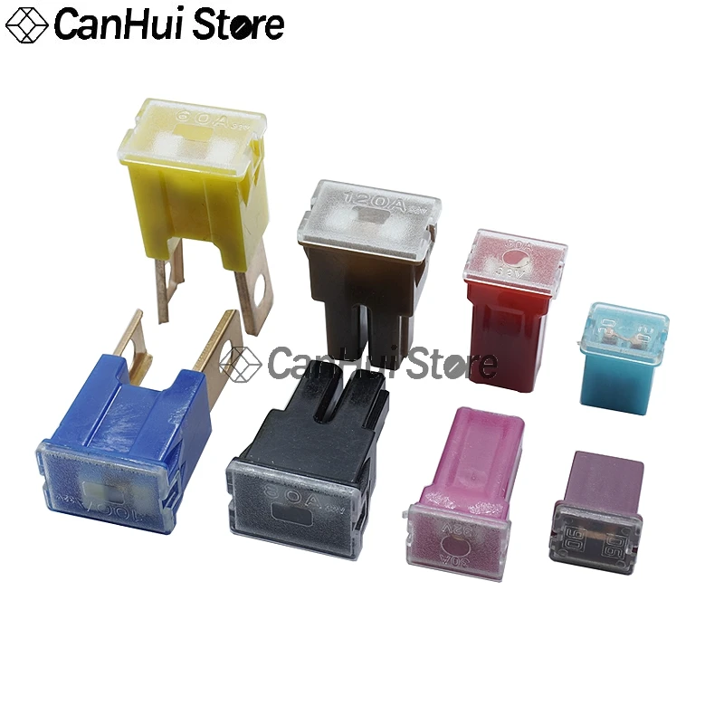 2pcs Square Car Fuse Box Waterproof Socket 32V DC Connecting Type Fuse 20A 30A 40A 50A 60A 70A 80A 90A 100A 120A