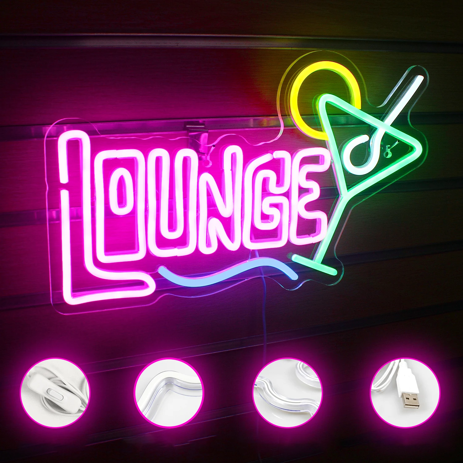 Cocktail Neon Licht Usb Aangedreven Led Neon Licht Voor Partijen Cocktail Bars Thuis Nachtclubs Man Cave Art Wandlamp Decor