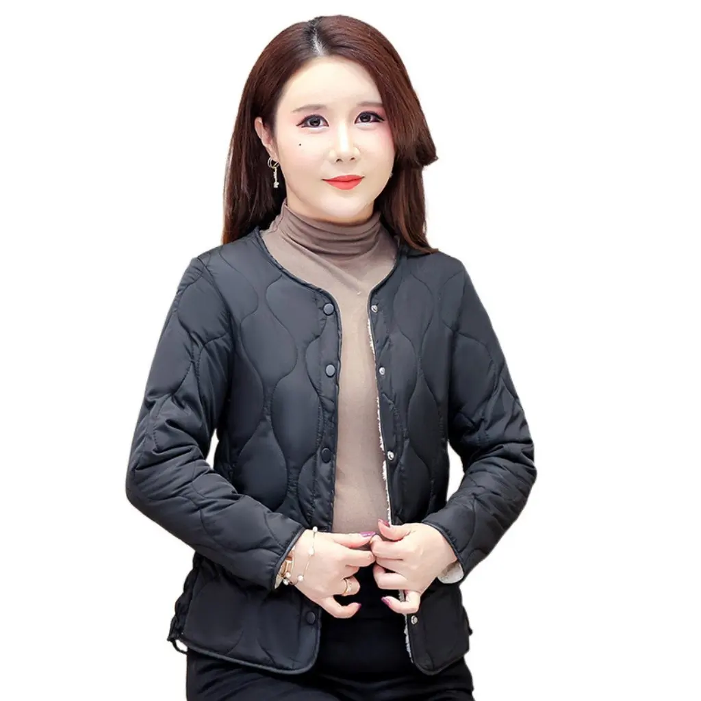 

Women's Slim Fit Cotton-Padded Jacket Warm Fleece-Lined Western Style Short Lightweight Autumn Winter New for Middle-Aged And