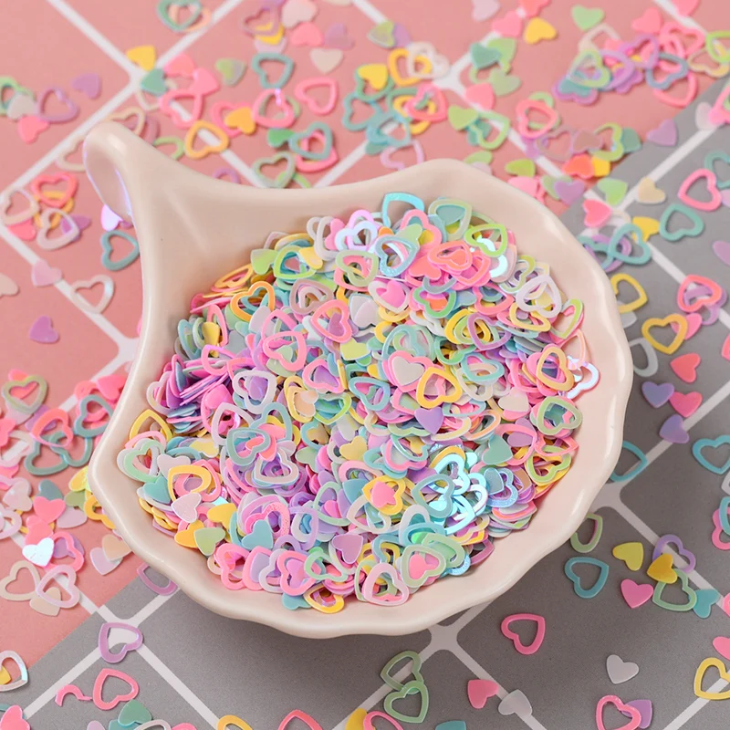 20g/Bag Love Heart 6mm PVC Confetti Glitter Sequins For Crafts Nail Art Decoration Paillettes Sequin DIY Sewing Accessories Girl