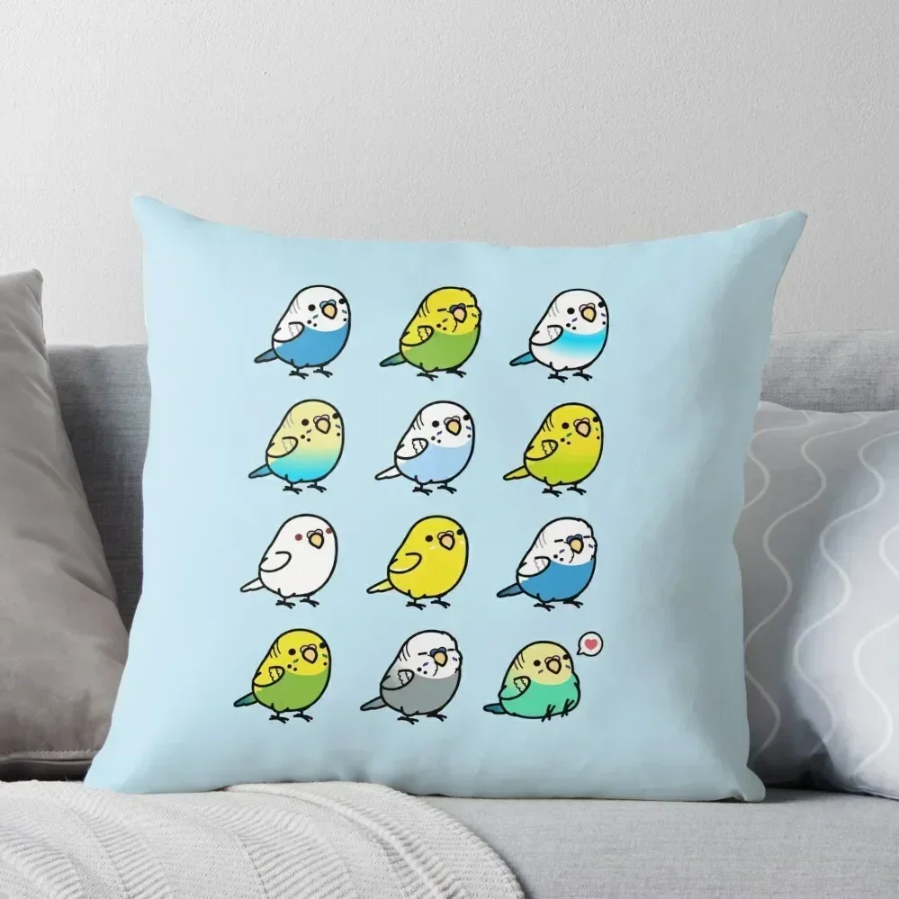 Chubby Budgies Throw Pillow Cusions Cover Room decorating items pillow